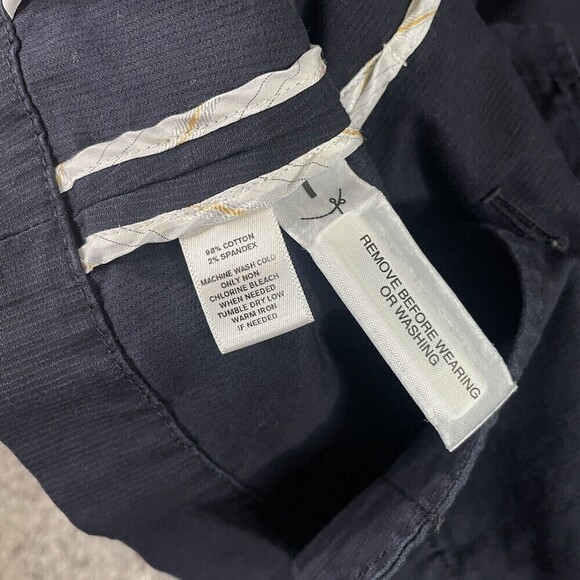 Ann Taylor Loft Jacket Belted Blazer 3/4 Sleeve Button Up Navy Women's Size 8 - Picture 6 of 9